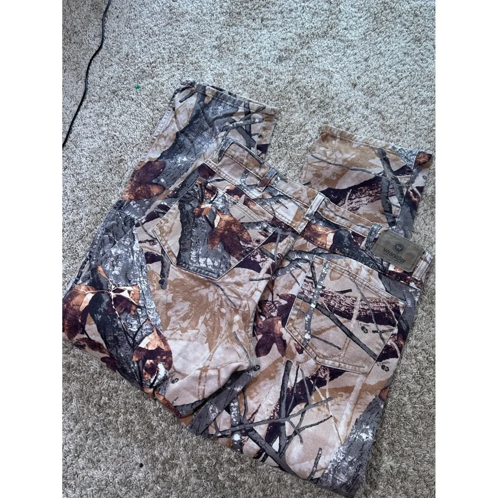 VTG Y2K Wrangler Mens Camo Double Knee Pants Mossy Oak 35' Straight Leg